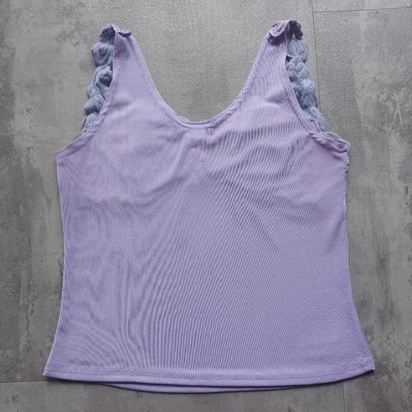 FASHQUE Purple Floral Embroidery Tank Camisole_Size Medium - Picture 5 of 5
